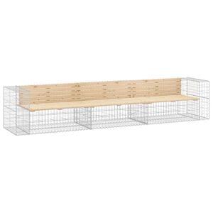 vidaXL Hagebenk gabiondesign 347x71x65,5 cm heltre furu