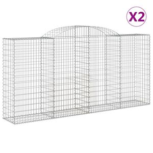 vidaXL Gabionkurver buede 2 stk 300x50x140/160 cm galvanisert jern