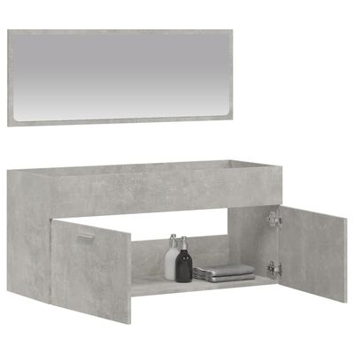vidaXL Baderomsskap med speil betonggrå konstruert tre
