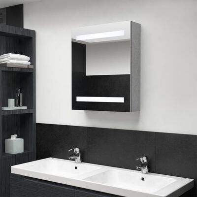 vidaXL LED-speilskap til bad betonggrå 50x14x60 cm