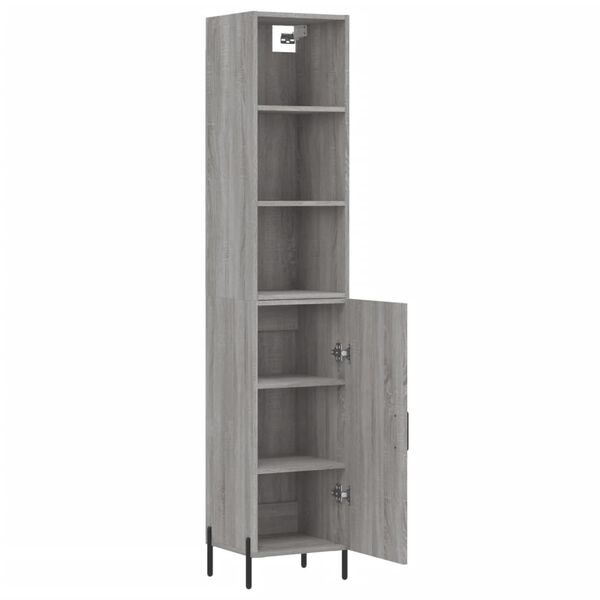 vidaXL Highboard gr&aring; sonoma 34,5x34x180 cm konstruert tre