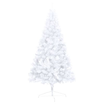 vidaXL Kunstig juletre halvt med lysdioder og kuler 150 cm hvit