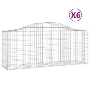 vidaXL Gabionkurver buede 6 stk 200x50x80/100 cm galvanisert jern