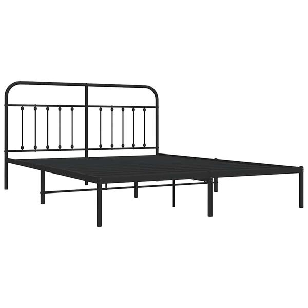 vidaXL Sengeramme i metall med sengegavl svart 183x213 cm
