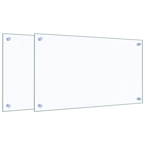 vidaXL Kjøkkenplater 2 stk gjennomsiktig 70x40 cm herdet glass
