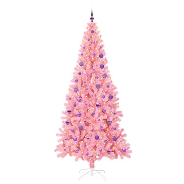 vidaXL Juletre med 300 LED med stativ Rosa 180 cm PVC