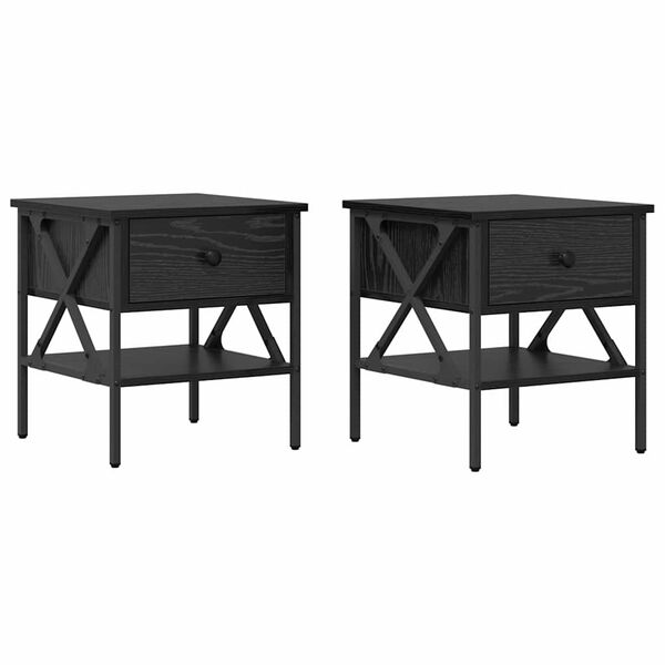 vidaXL Nattbord 2 pcs Svart eik 40 x 42 x 45 cm Ingeni&oslash;rtre og metall