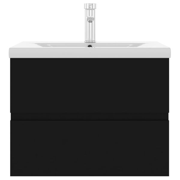 vidaXL Servantskap med innebygd vask svart sponplate