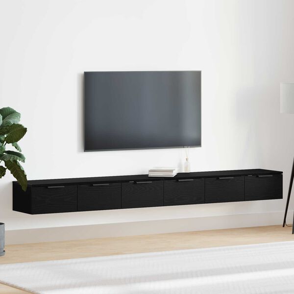 vidaXL Vegghengt skap 2 pcs Svart Eik 102 x 30 x 20 cm Konstruert tre