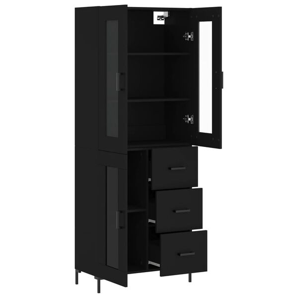 vidaXL Highboard svart 69,5x34x180 cm konstruert tre