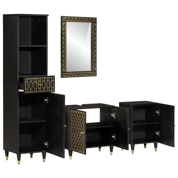 vidaXL Baderomsskapsett 4 deler heltre mango