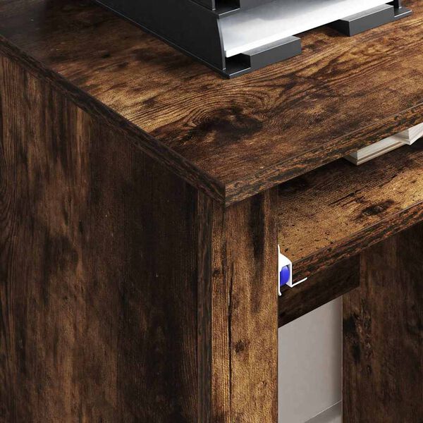 vidaXL Skrivebord med hjul Røkt eik 91 x 50 x 77 cm Konstruert tre