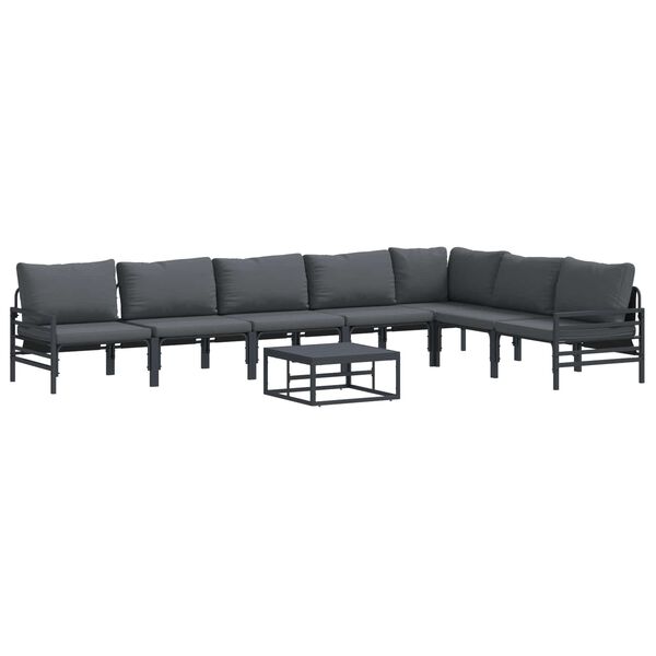 vidaXL Hagesofa Set med pute 8 pcs Svart St&aring;l