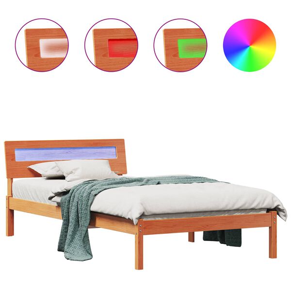 vidaXL Sengestamme med hodegjerde Vokset Brun 90 x 190 cm Massiv furu