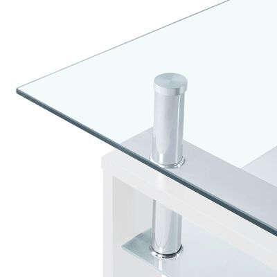 vidaXL Salongbord hvit og gjennomsiktig 95x55x40 cm herdet glass