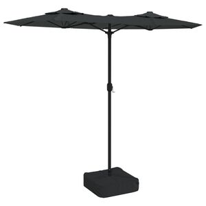 vidaXL Hageparasoll dobbelt hode med LED antrasitt 316x145 cm
