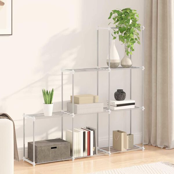 vidaXL Tubular Shelf med lagring Hvit 129 x 27 x 132 cm Aluminium