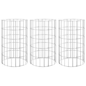vidaXL Sirkul&aelig;r gabion h&oslash;ybed 3 stk galvanisert st&aring;l &Oslash;30x50 cm