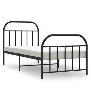 vidaXL Sengeramme i metall med hode- og fotgavl svart 90x190 cm