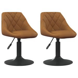 vidaXL Swivel Spisestoler 2 pcs Brun 46 x 44 x 77.5 cm Kunstl&aelig;r