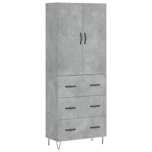 vidaXL Highboard betonggrå 69,5x34x180 cm konstruert tre