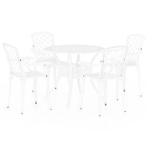 vidaXL Bistrosett 5 deler st&oslash;pt aluminium hvit