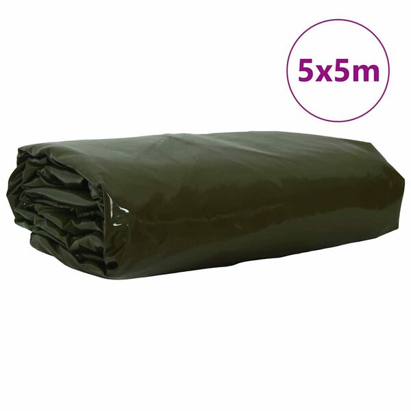 vidaXL Presenning 650g / m&sup2; Olivengr&oslash;nn 5 x 5 m Lerret med PVC-belegg