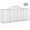 vidaXL Gabionkurver buede 9 stk 200x50x80/100 cm galvanisert jern
