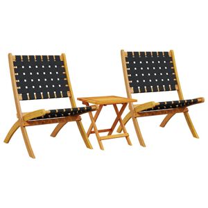 vidaXL Klappstoler 2 stk med bord svart heltre