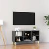 vidaXL TV-benk med ben i heltre h&oslash;yglans gr&aring; 103,5x30x50 cm