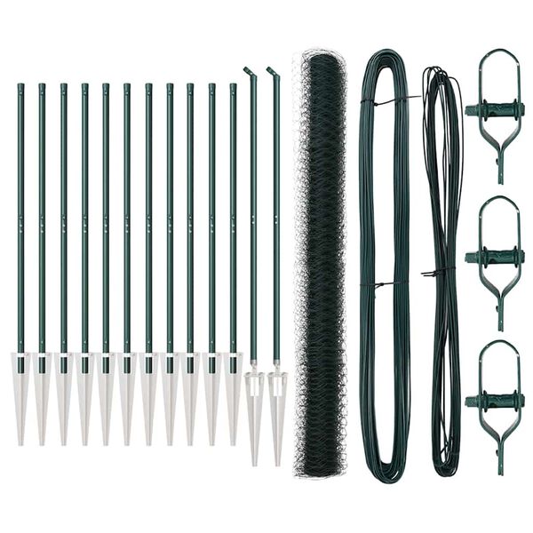 vidaXL Gjerdep&aring;le gr&oslash;nn 25 x 1,6 m (50 mm nett) St&aring;l og PVC