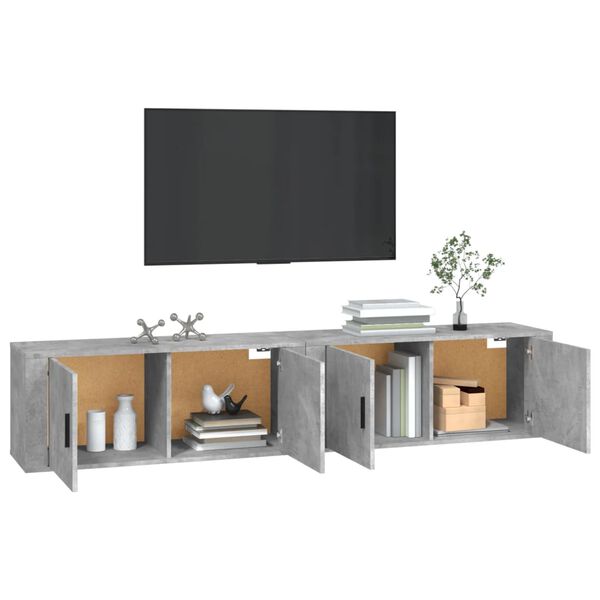 vidaXL Vegghengte TV-benker 2 stk betonggr&aring; 100x34,5x40 cm