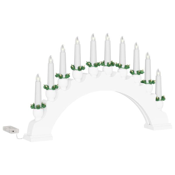 vidaXL Julelys Bue med 10 LED Lys Hvit 47 x 5 x 29 cm Heltre furu