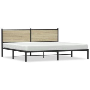 vidaXL Sengeramme i metall uten madrass sonoma eik 200x200 cm