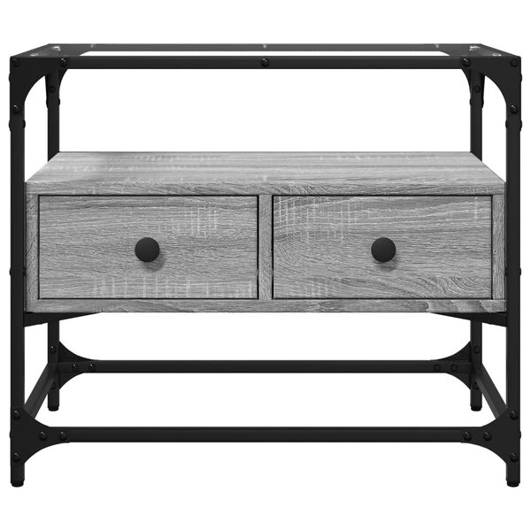 vidaXL TV-benk med glasstopp gr&aring; sonoma 60x35x51 cm konstruert tre