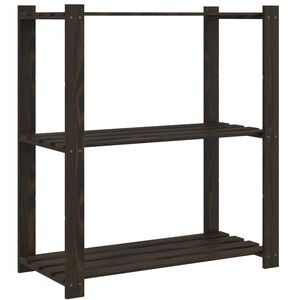 vidaXL Oppbevaringshylle 3 etasjer svart 80x38x90 cm heltre furu