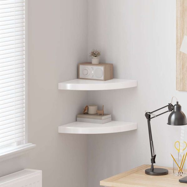 vidaXL Flytende vegghyller 2 stk h&oslash;yglans hvit 35x35x3,8 cm MDF