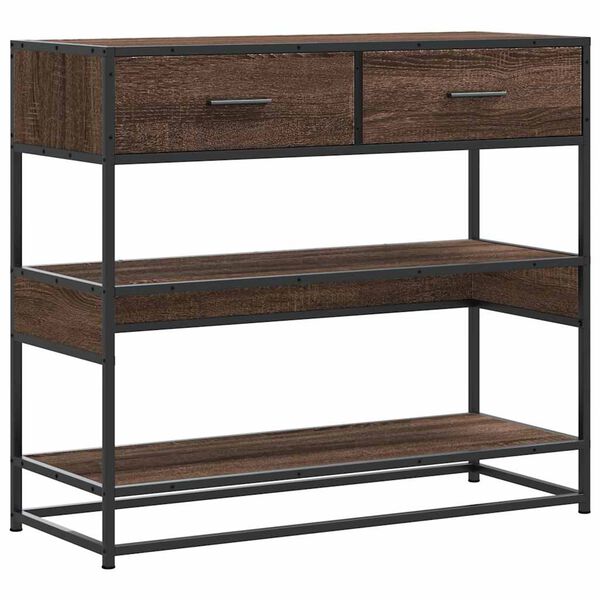 vidaXL Konsollbord brun eik 90x35x80 cm konstruert tre