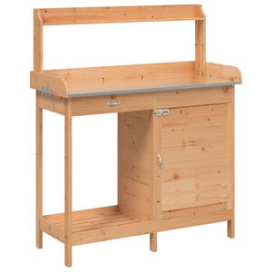 vidaXL Pottebord med skap brun 110,5x45x124,5 cm heltre gran