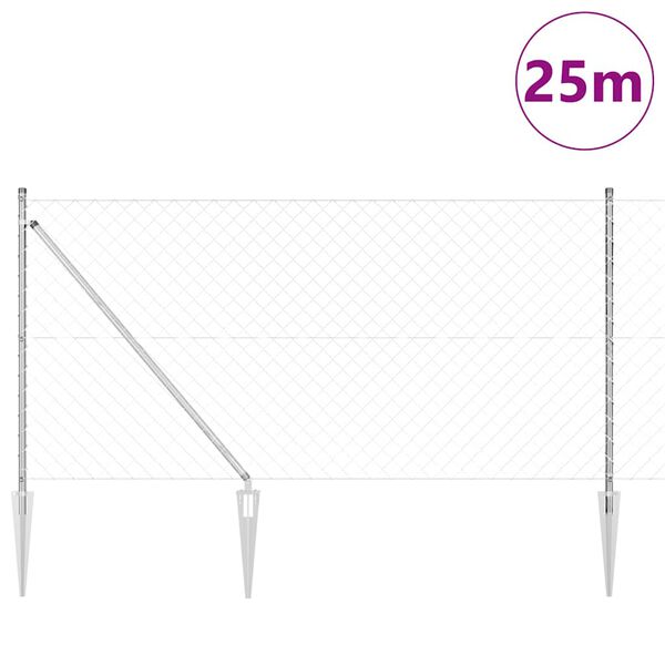 vidaXL Gjerdep&aring;le s&oslash;lv 25 x 1 m (60 x 60 mm mesh) St&aring;l