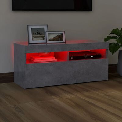 vidaXL TV-benk med LED-lys betonggrå 90x35x40 cm
