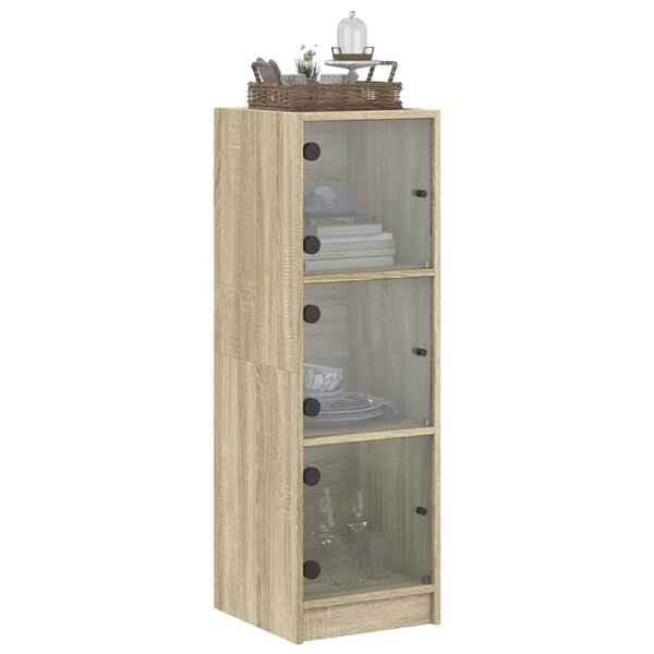 vidaXL Highboard med glassd&oslash;rer sonoma eik 35x37x109 cm