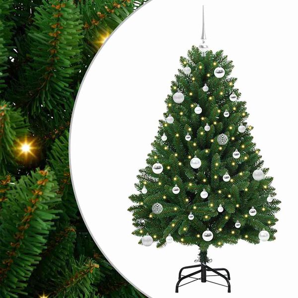 vidaXL Kunstig juletre med 150 LED grønn 150 cm PVC og metall
