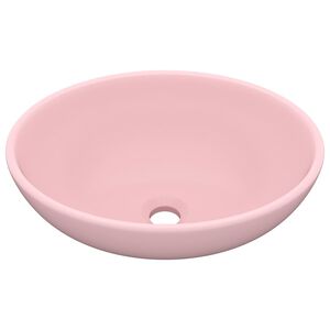 vidaXL Luksuri&oslash;s servant ovalformet matt rosa 40x33 cm keramisk