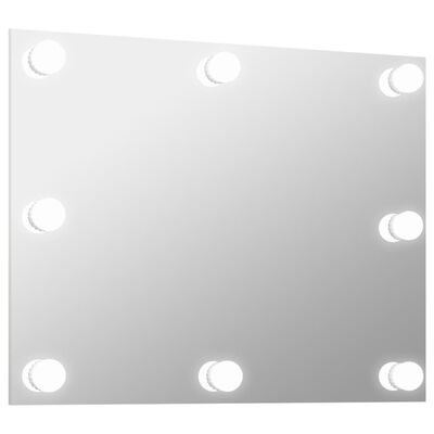 vidaXL Rammeløst veggspeil med LED-lys rektangulær glass