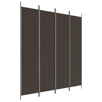 vidaXL Romdeler med 4 paneler brun 200x220 cm stoff