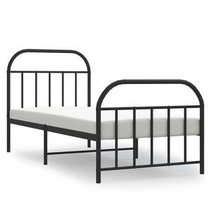 vidaXL Sengeramme i metall med hode- og fotgavl svart 90x190 cm