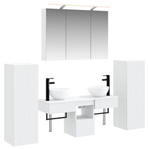 vidaXL Baderomsinnredningssett 6 pcs Hvit Konstruert tre og glass