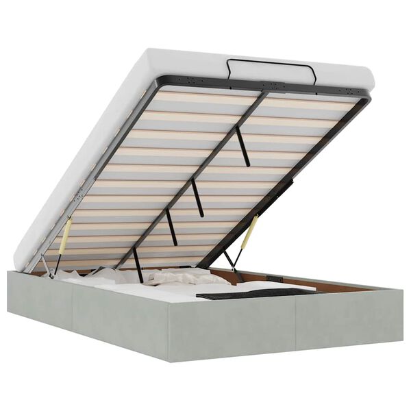 vidaXL Ottoman sengeramme uten madrass lysegr&aring; dobbel fl&oslash;yel