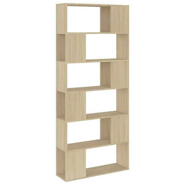 vidaXL Bokhylle/romdeler sonoma eik 80x24x186 cm konstruert tre